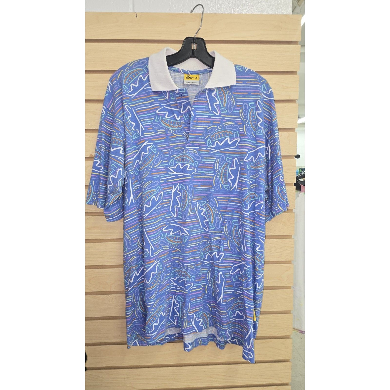 Vintage Ken Done Blue Rare Sydney Polo Size Large Made In Australia